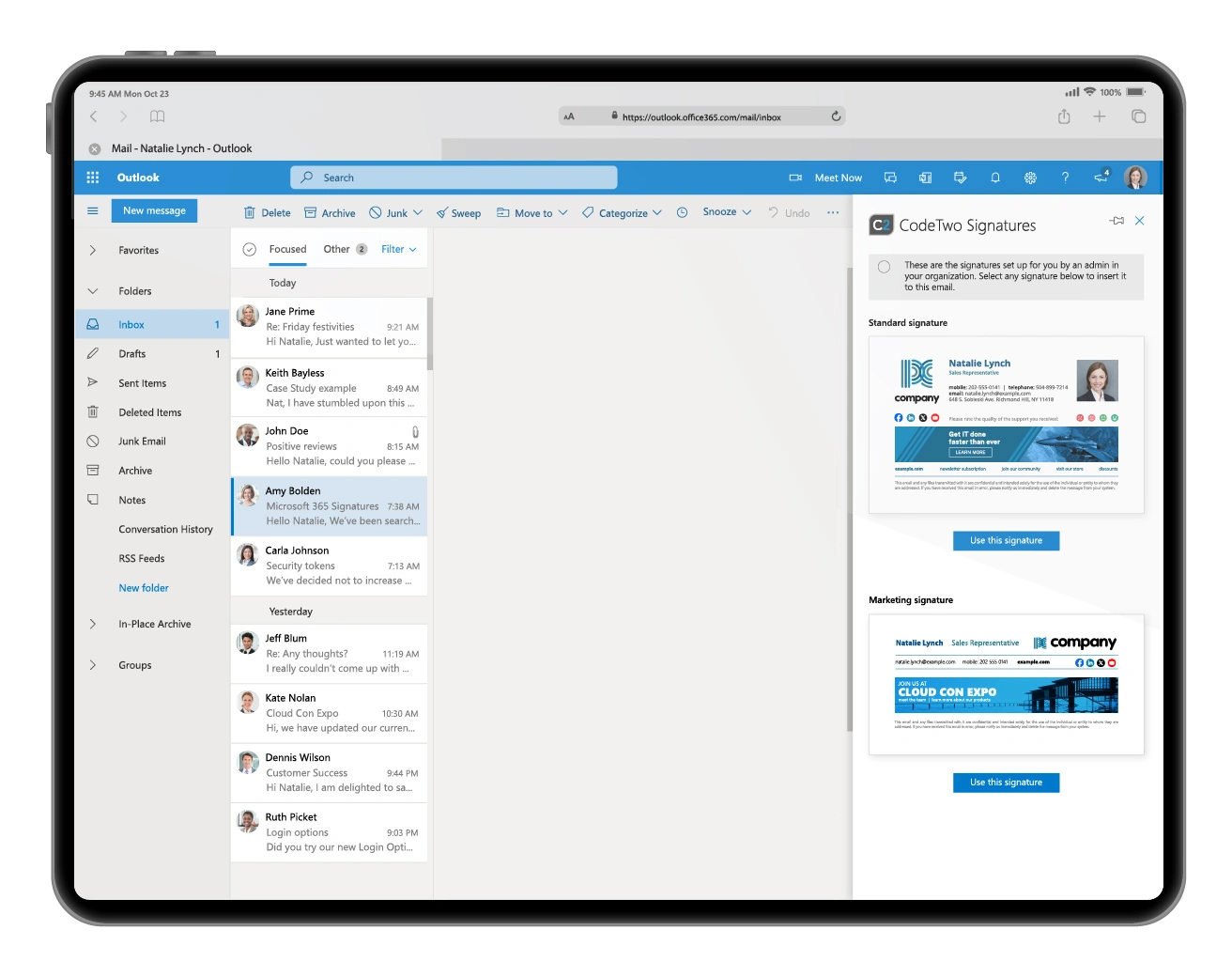Centrally managed email signatures and automatic replies